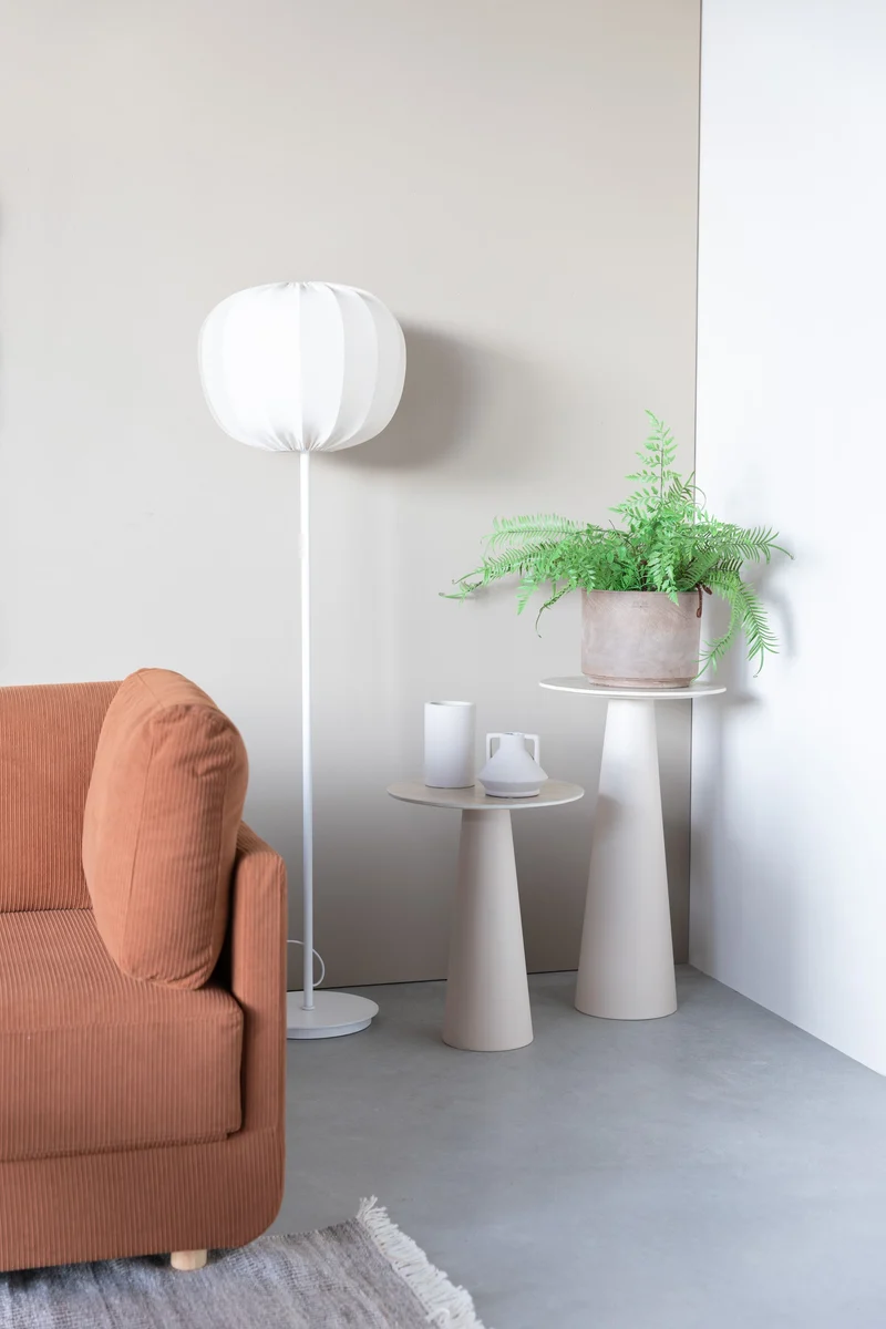 White Label Living Beistelltisch Joya Niedrig – Beige, Eisen, 40 × 40 × 52 cm