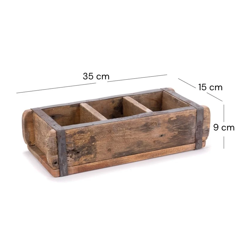 HOLZ ZIEGELFORM "BRICK" | Recyclingholz | Vintage Holzziegel | Anzahl: 3-Fächer