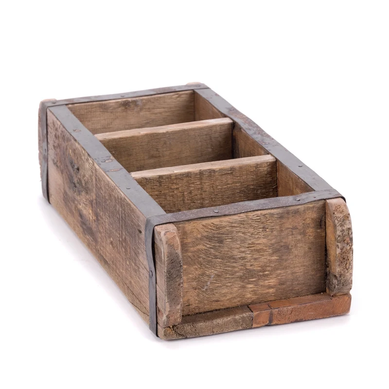HOLZ ZIEGELFORM "BRICK" | Recyclingholz | Vintage Holzziegel | Anzahl: 3-Fächer