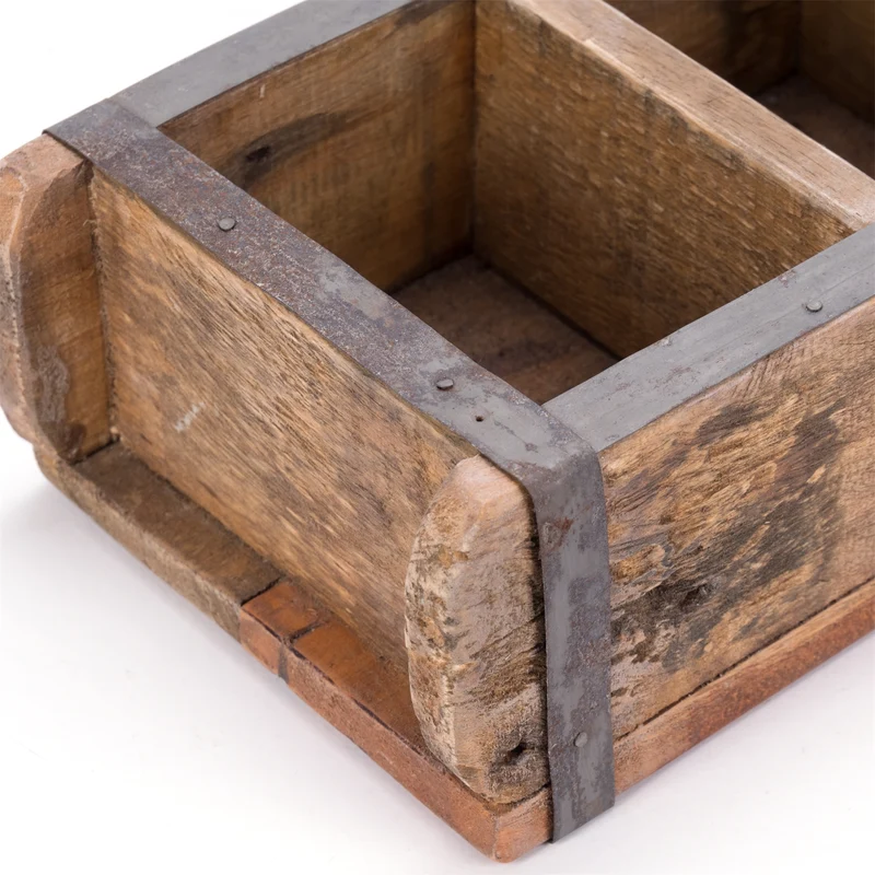 HOLZ ZIEGELFORM "BRICK" | Recyclingholz | Vintage Holzziegel | Anzahl: 3-Fächer