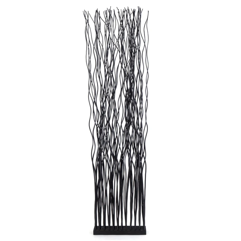 RAUMTEILER "WAVE" | Weidenholz, 170x40cm (HxB) | Paravent, Trennwand | Farbe: schwarz