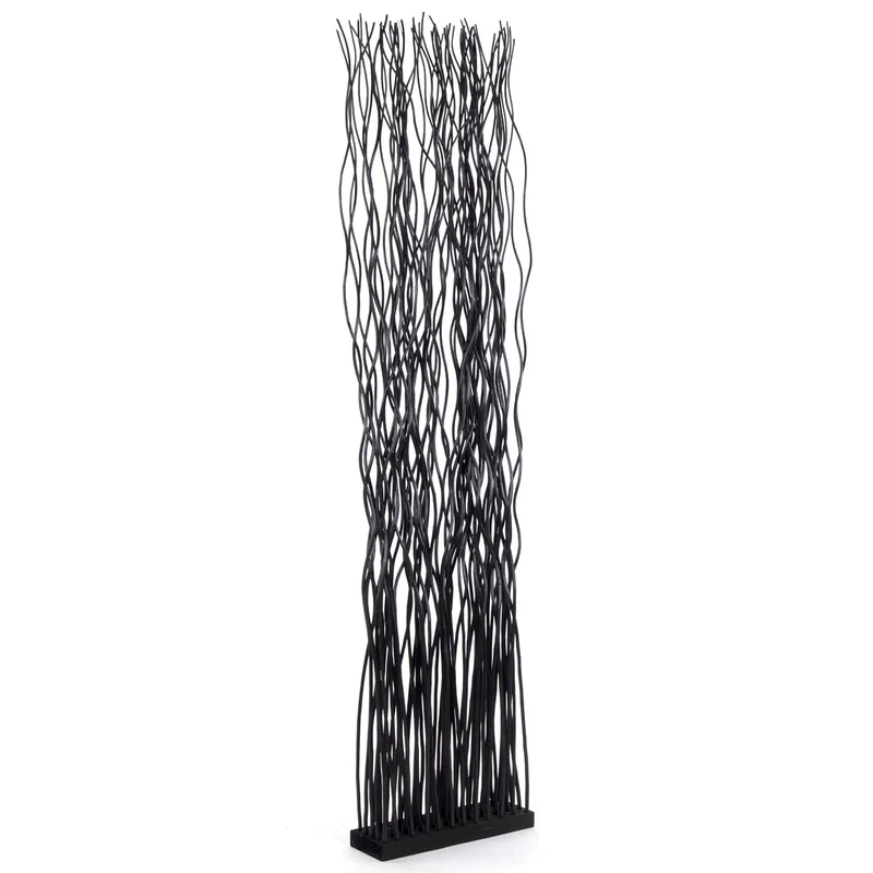 RAUMTEILER "WAVE" | Weidenholz, 170x40cm (HxB) | Paravent, Trennwand | Farbe: schwarz