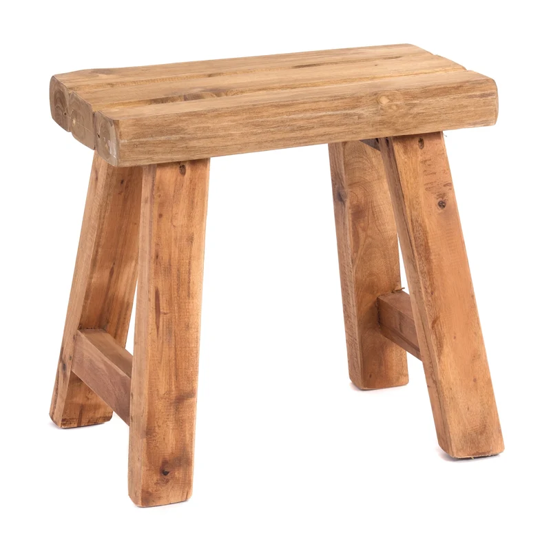 SITZHOCKER "RUSTIC" | 41x42x24cm (HxBxT), Teak | Holzhocker | Farbe: 08 honigfarben gewachst