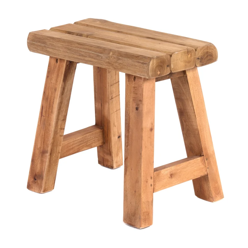 SITZHOCKER "RUSTIC" | 41x42x24cm (HxBxT), Teak | Holzhocker | Farbe: 08 honigfarben gewachst