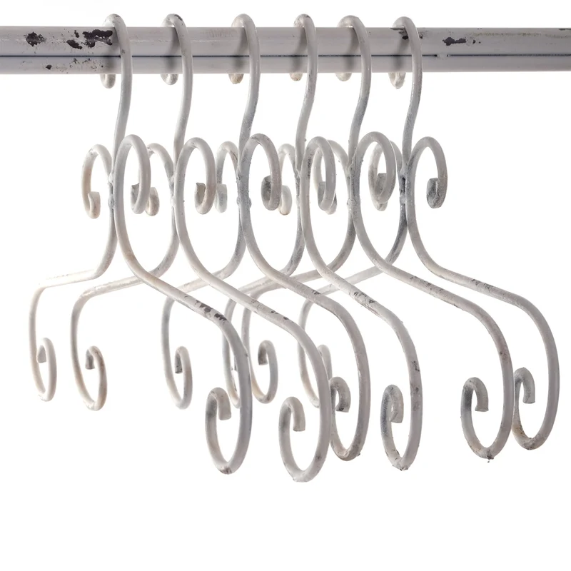 Kleiderbügel 6er Set "AMELIE" | Metall, weiß, 41 cm | Kleiderhaken