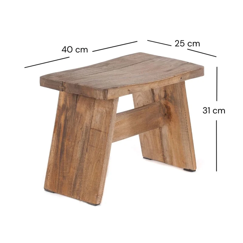 SITZBÄNKCHEN "SCHEMEL 40" | Mahagoni, 31x40x25cm | Fußhocker | Farbe: 01 natur-vintage