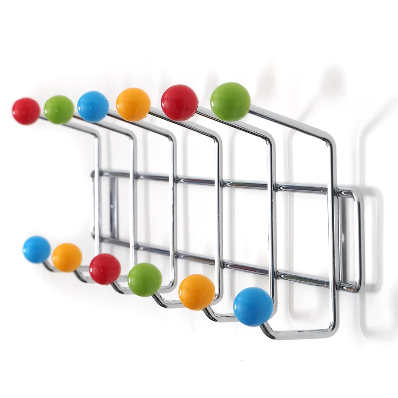Garderobenleiste COLOUR BALL SILBER farbenfrohe Wandgarderobe 12Kugeln