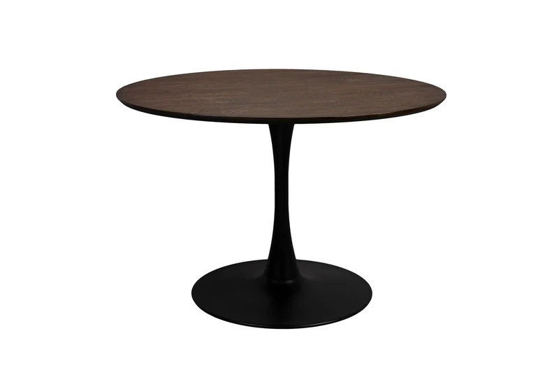White Label Living Esstisch Raku Braun – Schwarz, MDF, 110 × 110 × 75 cm
