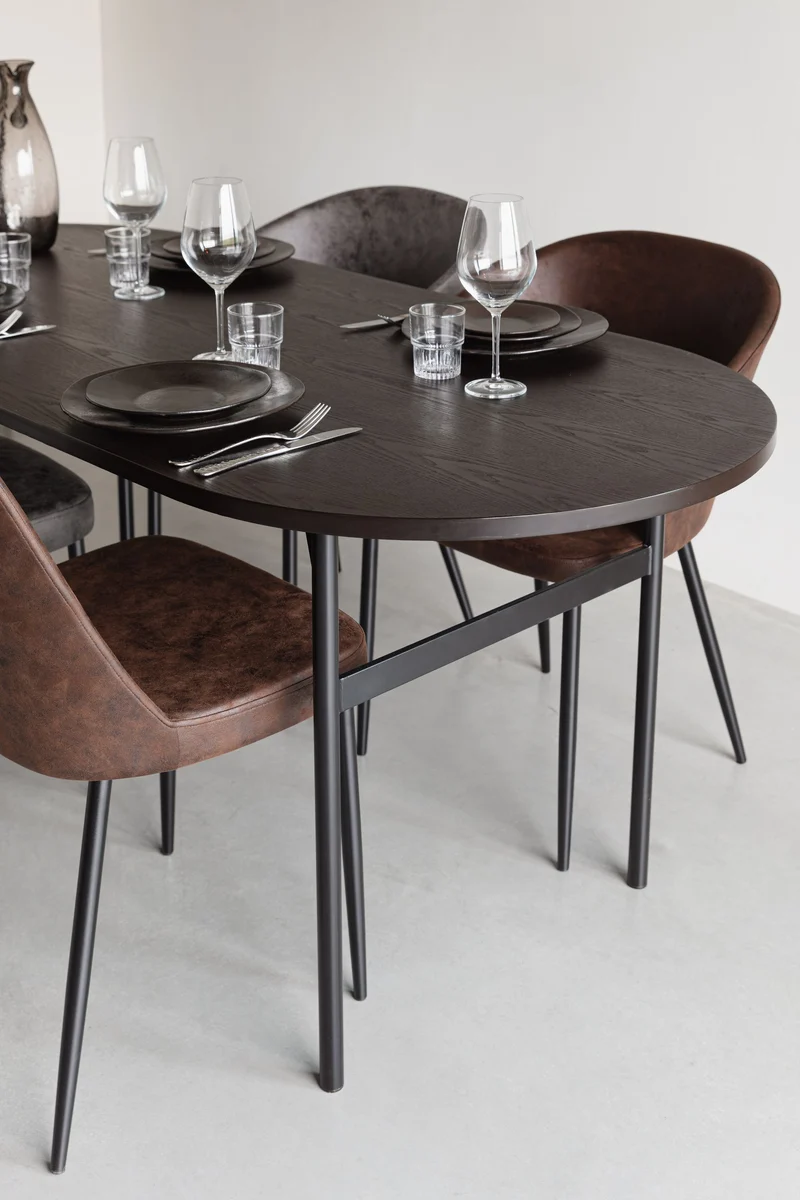 White Label Living Esstisch Marcio – Schwarz, Eisen, 180 × 80 × 75 cm
