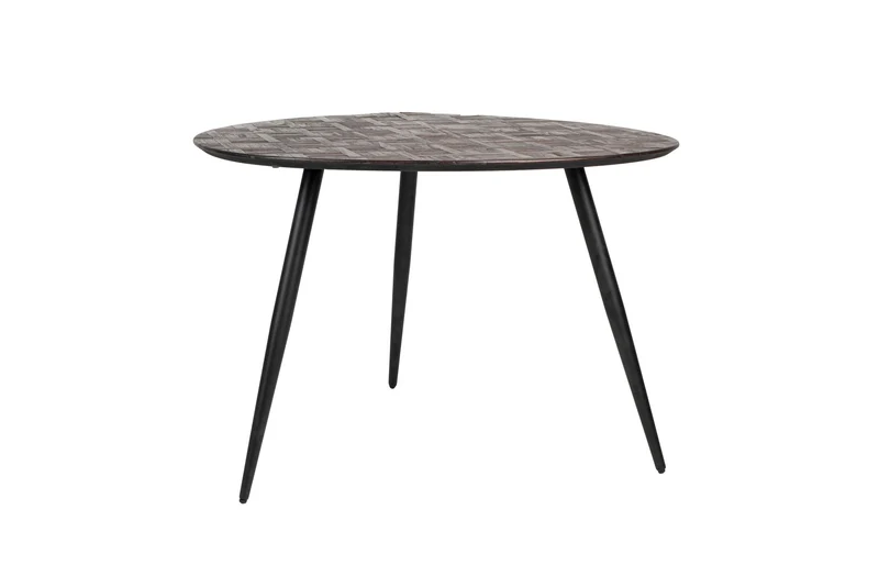 White Label Living Esstisch Webster Rund – Braun, Teakholz, 111 × 76 × 108 cm