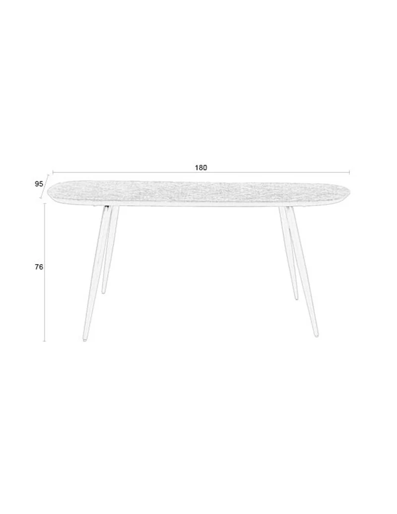 White Label Living Esstisch Webster Rechteckig – Braun, Teakholz, 180 × 90 × 76 cm