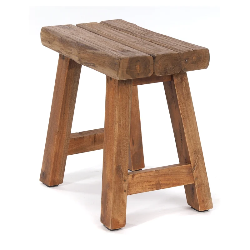 SITZHOCKER "RUSTIC" | 41x42x24cm (HxBxT), Teak | Holzhocker | Farbe: 01 natur-vintage