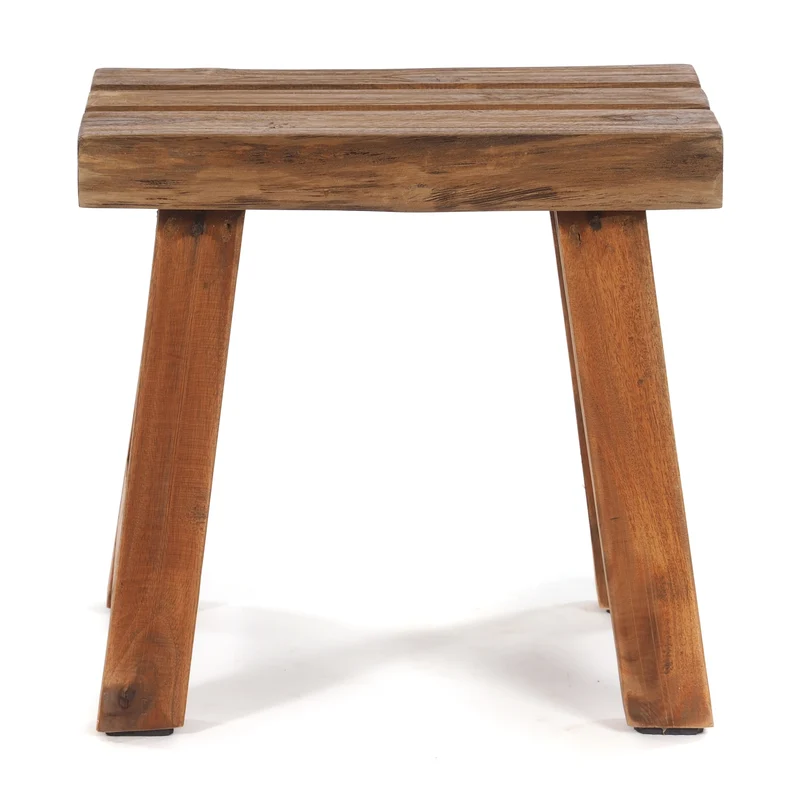 SITZHOCKER "RUSTIC" | 41x42x24cm (HxBxT), Teak | Holzhocker | Farbe: 01 natur-vintage