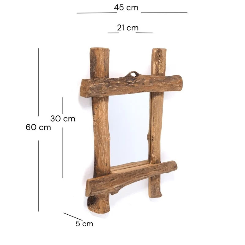 WANDSPIEGEL "VINTAGE TEAK" | Treibholz, 60x45 cm (HxB) | Spiegel