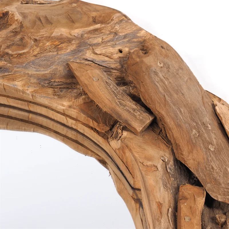 RUNDER SPIEGEL "TEAK 60" | Treibholz, Ø 60 cm | Wandspiegel