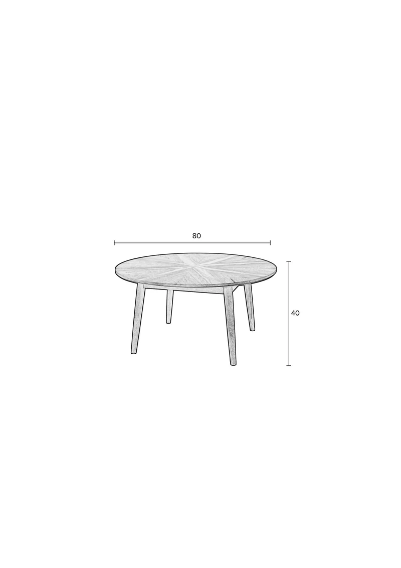 White Label Living Couchtisch Fabio – Schwarz, Holz, 80 × 80 × 40 cm