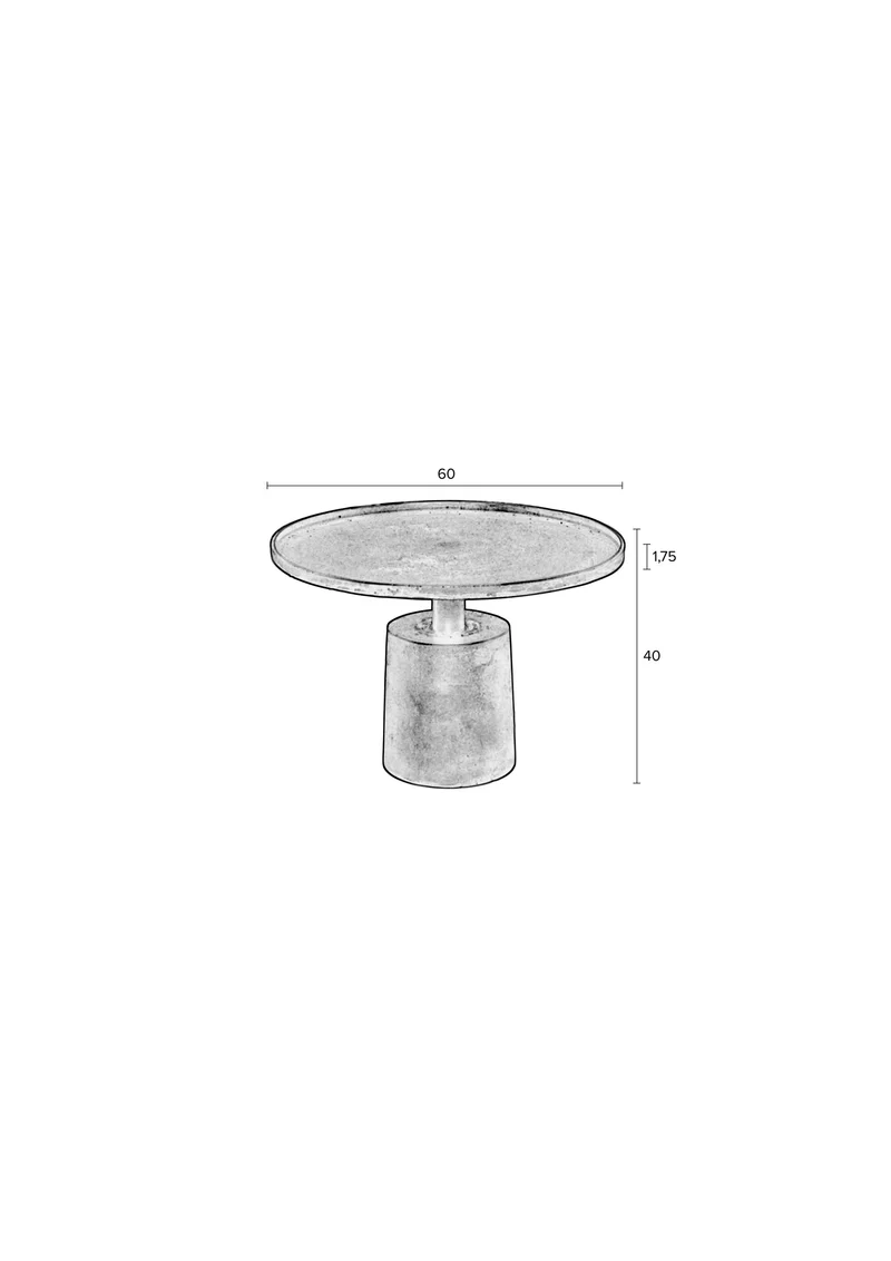 White Label Living Couchtisch Mason Antique – Schwarz, Aluminium, 60 × 60 × 40 cm