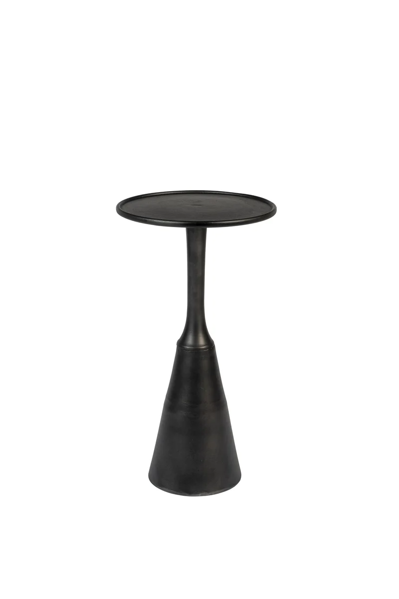 White Label Living Beistelltisch Noah Antique – Schwarz, Aluminium, 35 × 35 × 65 cm