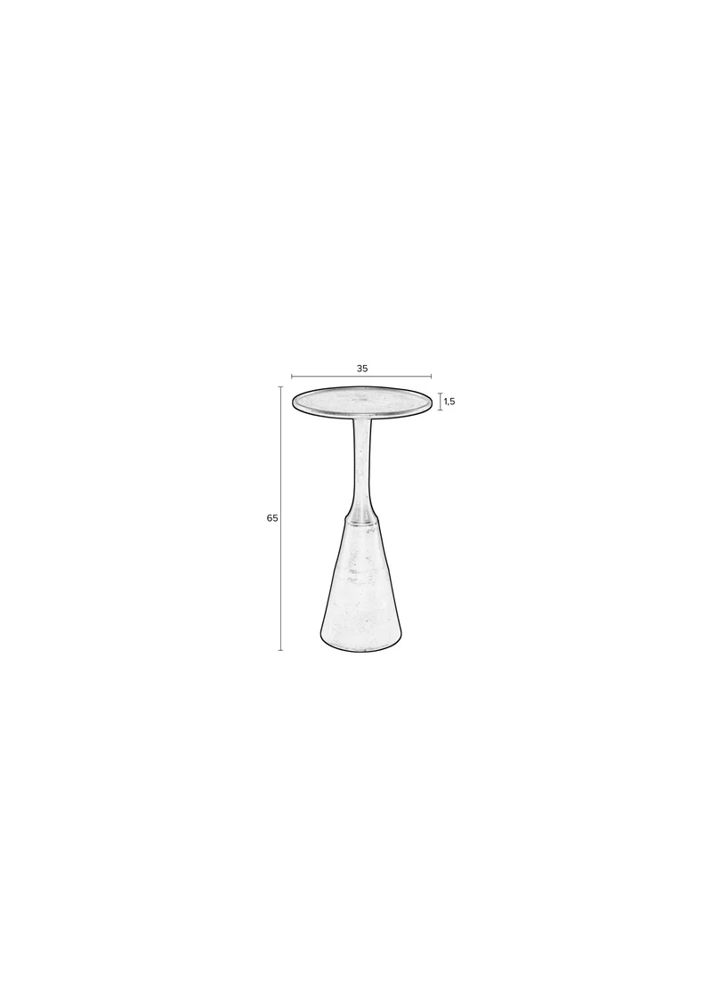 White Label Living Beistelltisch Noah Antique Brass – Aluminium, 35 × 35 × 65 cm