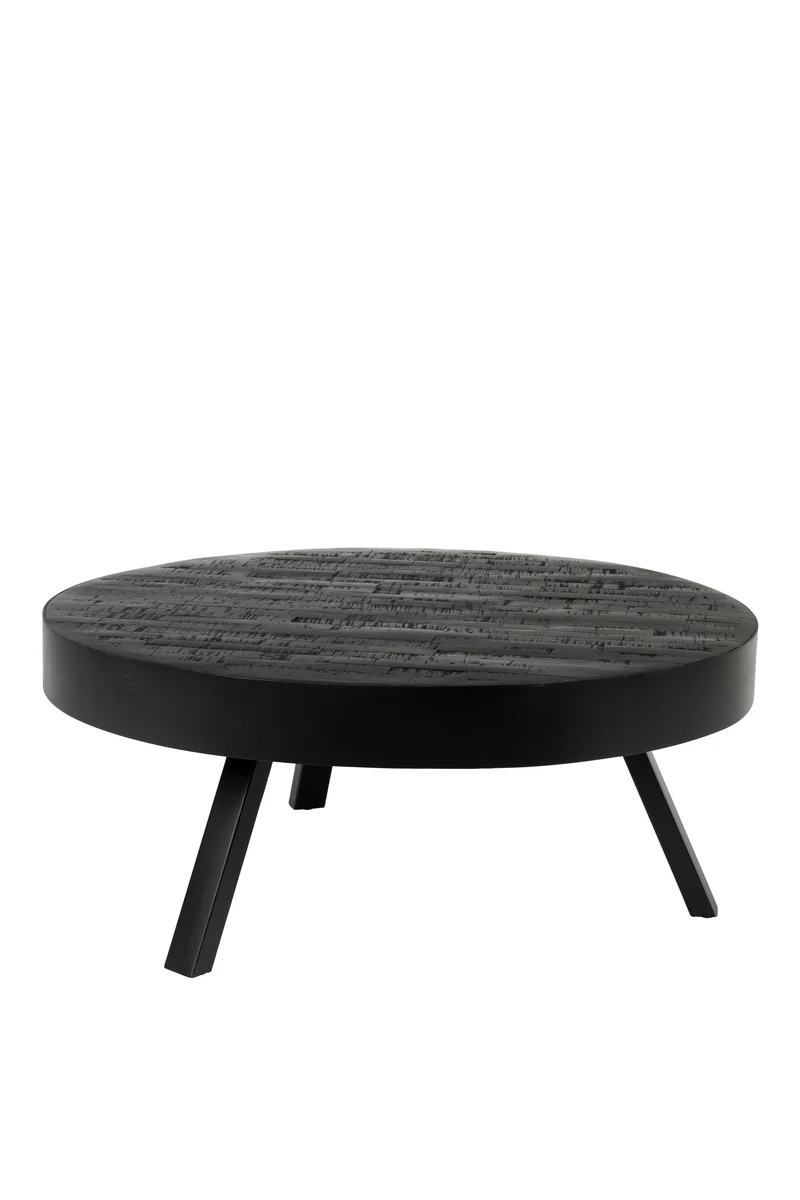 White Label Living Couchtisch Suri Large – Schwarz, Teakholz, 74 × 74 × 32 cm