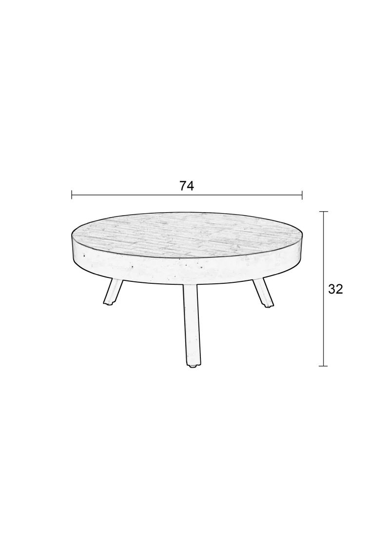 White Label Living Couchtisch Suri Large – Schwarz, Teakholz, 74 × 74 × 32 cm