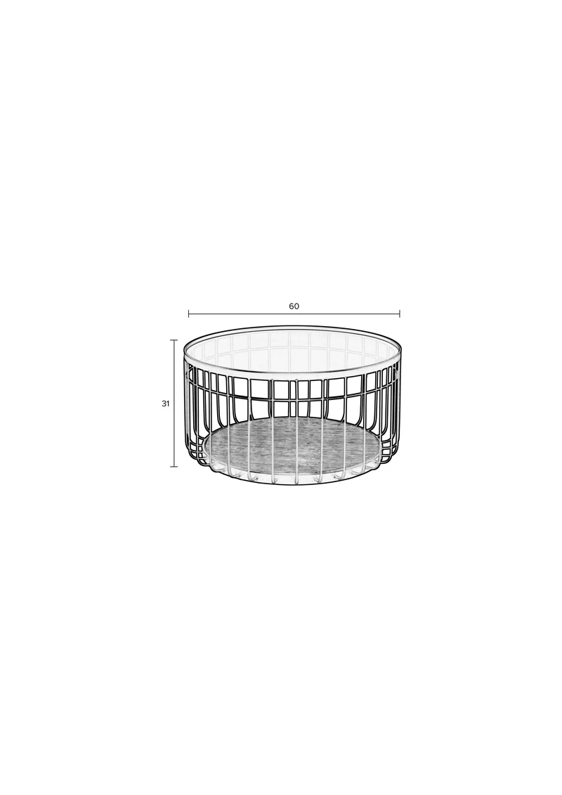 White Label Living Couchtisch Lance M – Schwarz, Glas, 60 × 60 × 31 cm