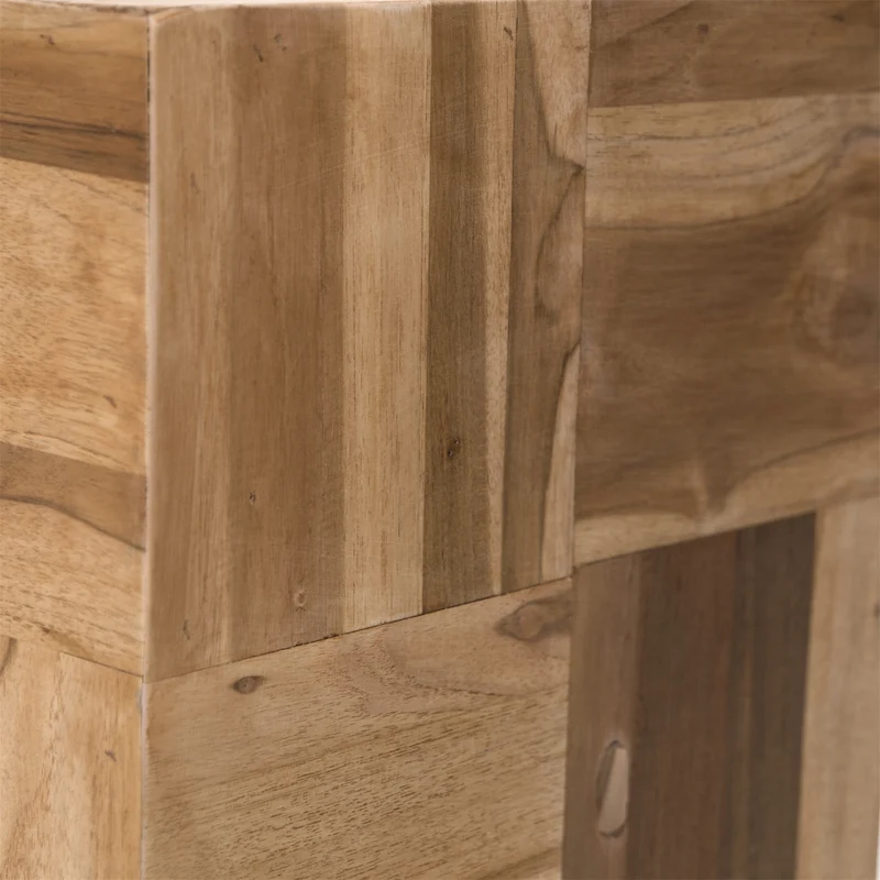 BEISTELLTISCH "PUZZLE" | Teak | Holz Blumen Hocker, Nachttisch