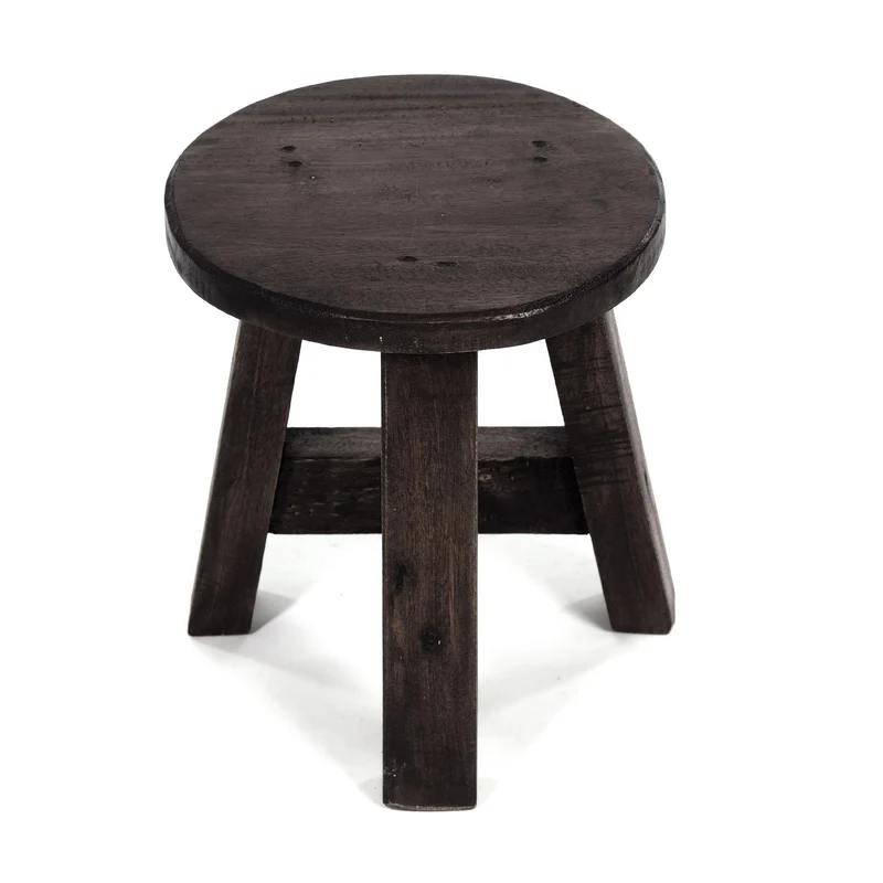 DEKO HOCKER "BERN" | rund, 23,5x20,5 cm (HxB), Mahagoni | Schemel | Farbe: 03 dunkelbraun