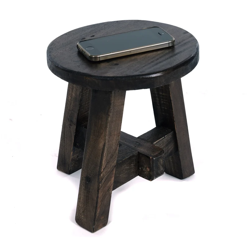 DEKO HOCKER "BERN" | rund, 23,5x20,5 cm (HxB), Mahagoni | Schemel | Farbe: 03 dunkelbraun