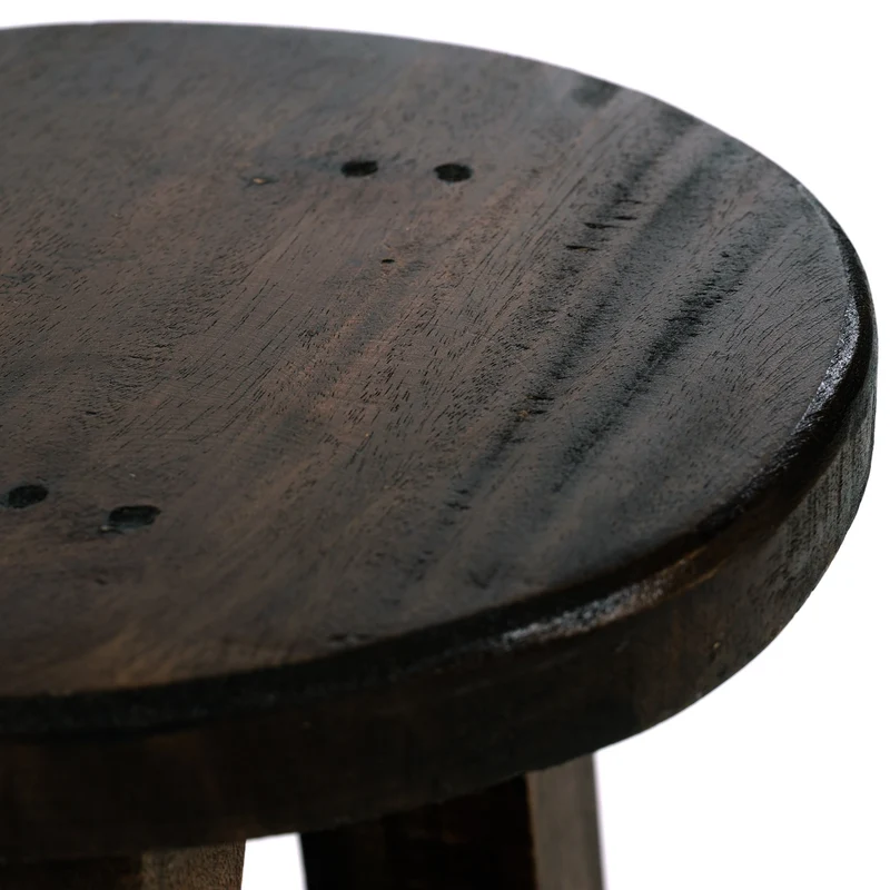 DEKO HOCKER "BERN" | rund, 23,5x20,5 cm (HxB), Mahagoni | Schemel | Farbe: 03 dunkelbraun
