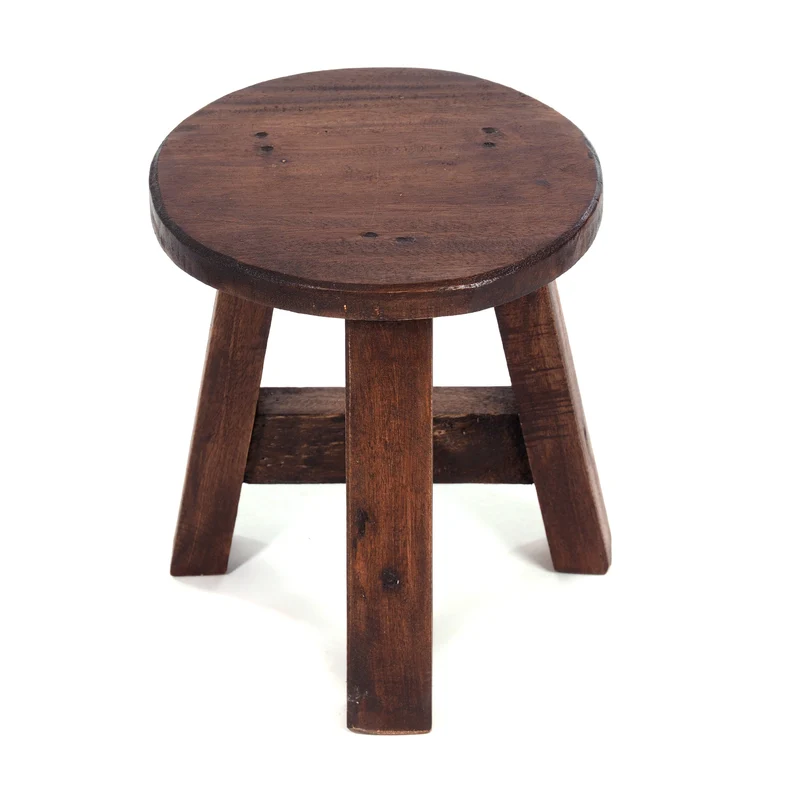 DEKO HOCKER "BERN" | rund, 23,5x20,5 cm (HxB), Mahagoni | Schemel | Farbe: 02 hellbraun