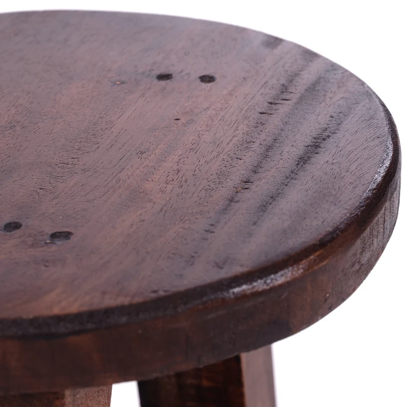 DEKO HOCKER "BERN" | rund, 23,5x20,5 cm (HxB), Mahagoni | Schemel | Farbe: 02 hellbraun