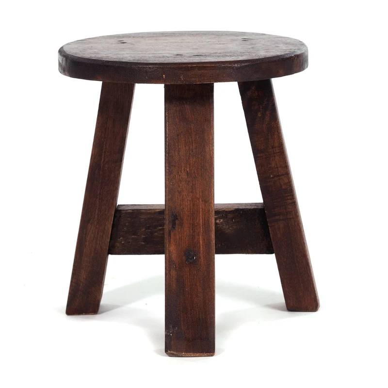 DEKO HOCKER "BERN" | rund, 23,5x20,5 cm (HxB), Mahagoni | Schemel | Farbe: 02 hellbraun