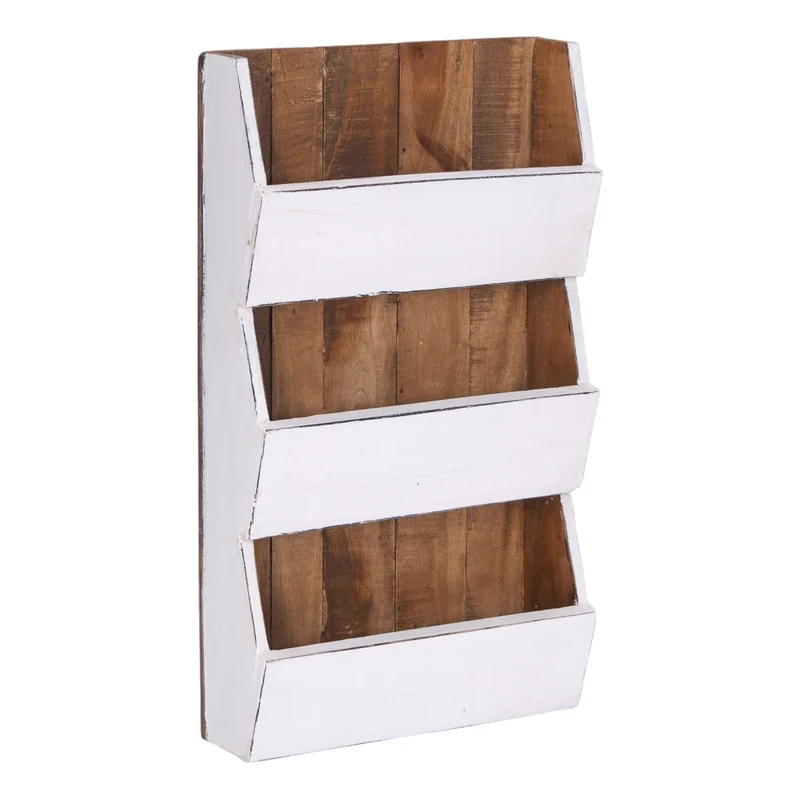 ZEITUNGSREGAL "NEWS 60" | Mahagoni, 60x38x11cm (HxBxT) | Wandregal | Farbe: 06 weiß-landhaus