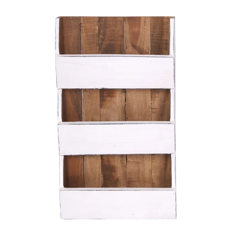 ZEITUNGSREGAL "NEWS 60" | Mahagoni, 60x38x11cm (HxBxT) | Wandregal | Farbe: 06 weiß-landhaus