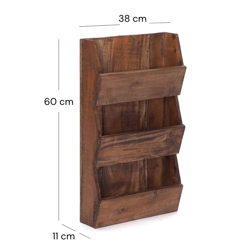 ZEITUNGSREGAL "NEWS 60" | Mahagoni, 60x38x11cm (HxBxT) | Wandregal | Farbe: 02 hellbraun