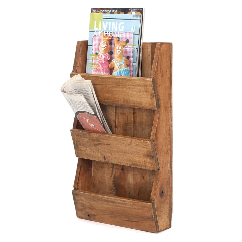 ZEITUNGSREGAL "NEWS 60" | Mahagoni, 60x38x11cm (HxBxT) | Wandregal | Farbe: 01 natur-vintage