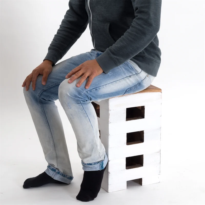 SITZHOCKER "BRICK" | 48x29cm (HxB), Mahagoni | Holzhocker | Farbe: 06 weiß-landhaus