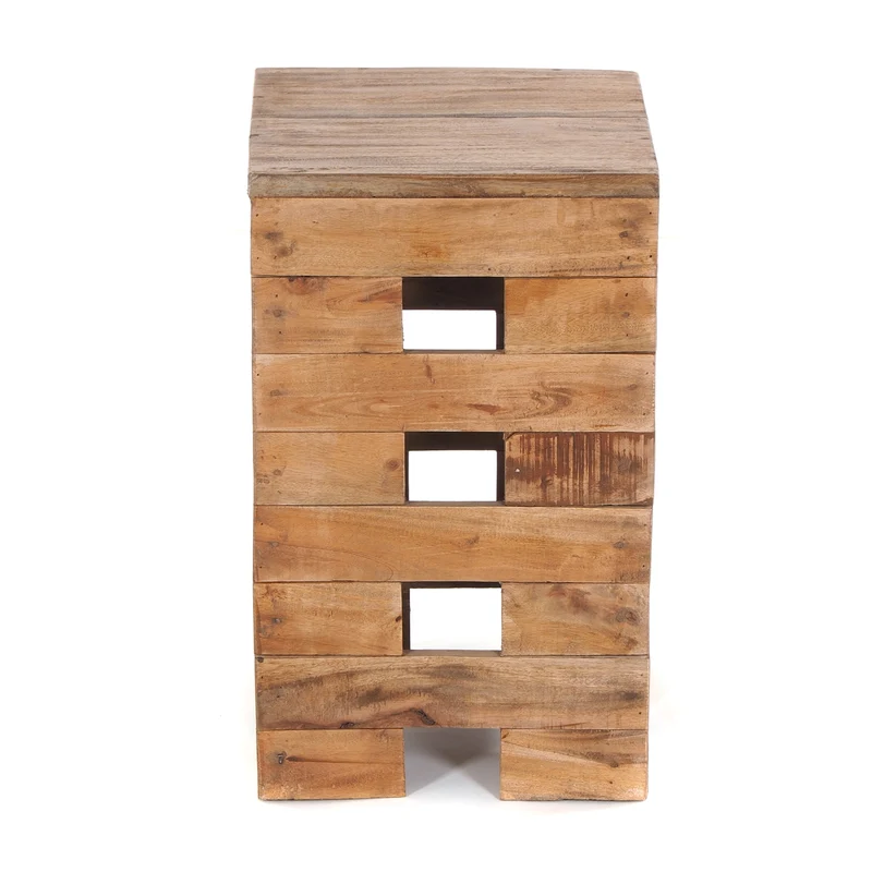 SITZHOCKER "BRICK" | 48x29cm (HxB), Mahagoni | Holzhocker | Farbe: 01 natur-vintage