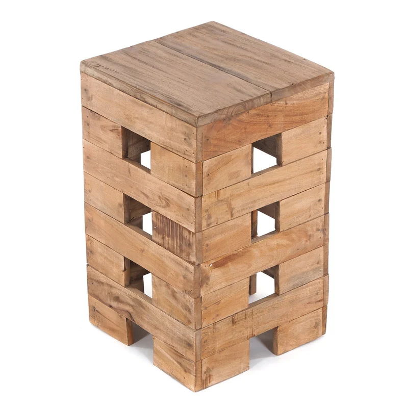 SITZHOCKER "BRICK" | 48x29cm (HxB), Mahagoni | Holzhocker | Farbe: 01 natur-vintage