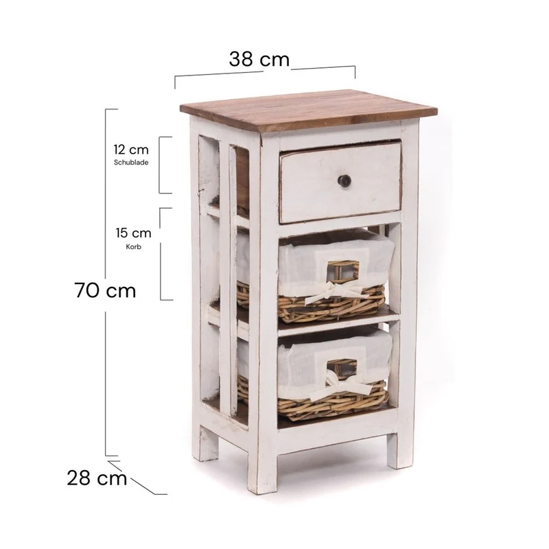 TELEFONTISCH "RATTAN 70" | 70x38x28cm (HxBxT), Mahagoni | Farbe: 06 weiß-landhaus