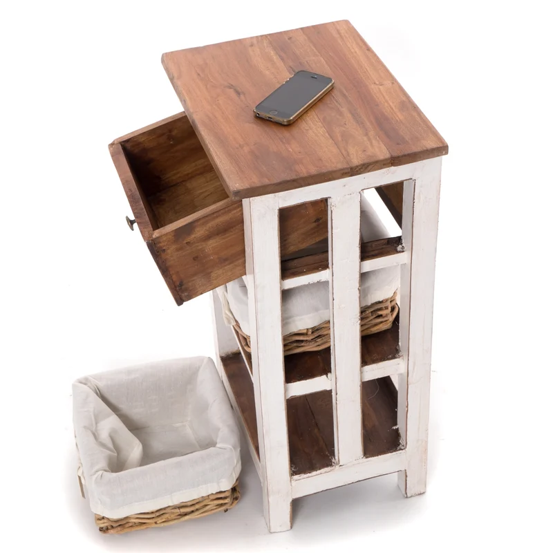 TELEFONTISCH "RATTAN 70" | 70x38x28cm (HxBxT), Mahagoni | Farbe: 06 weiß-landhaus