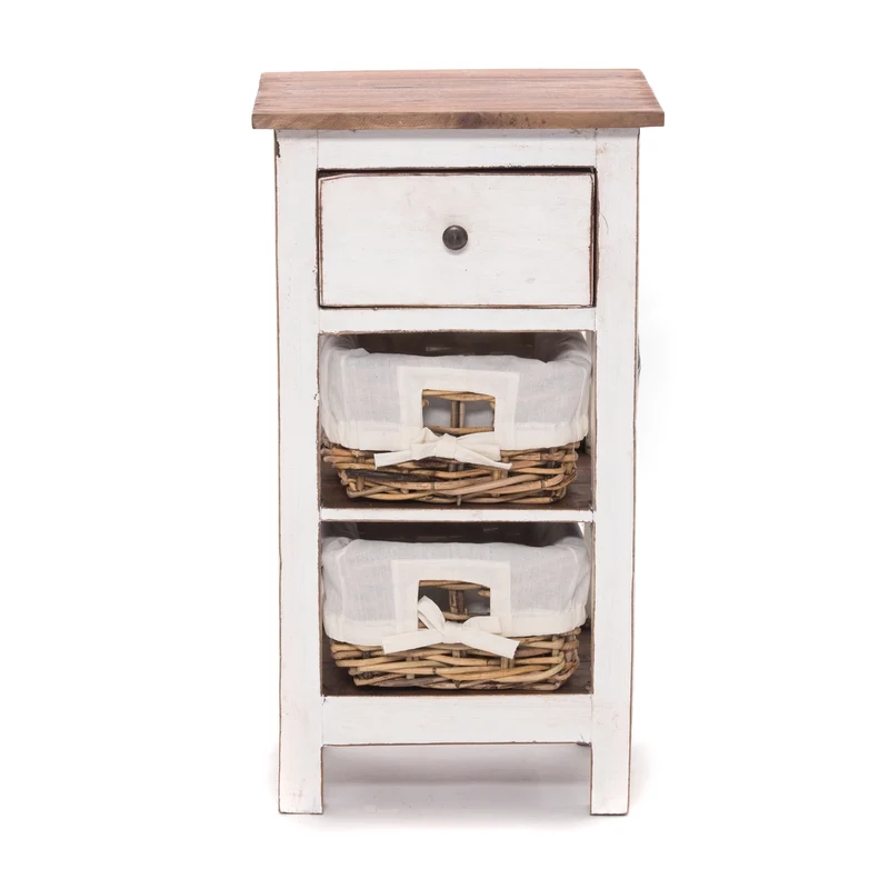 TELEFONTISCH "RATTAN 70" | 70x38x28cm (HxBxT), Mahagoni | Farbe: 06 weiß-landhaus