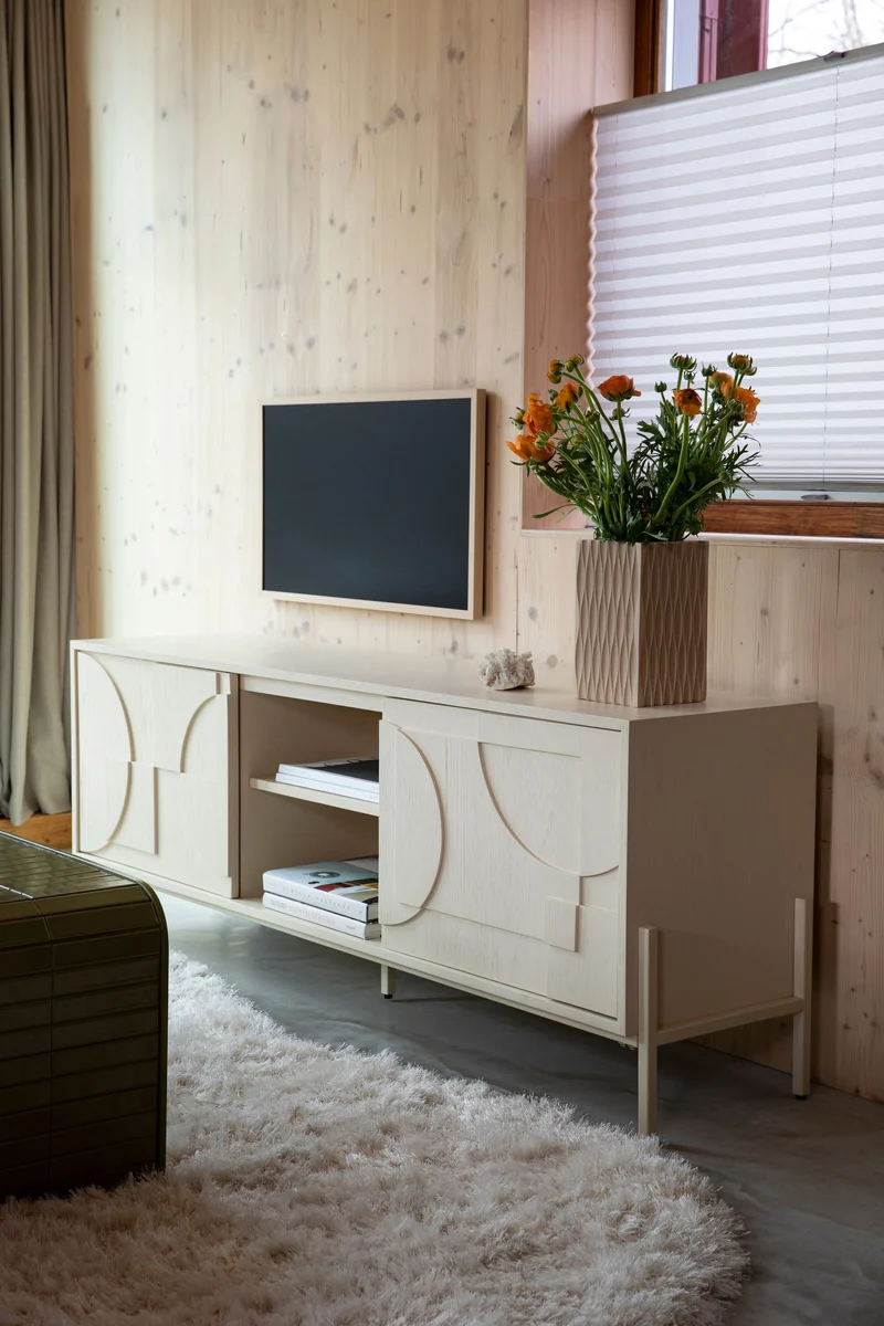 Zuiver Sideboard Faces – Beige, Massives Eichenholz, 40 × 160 × 60 cm