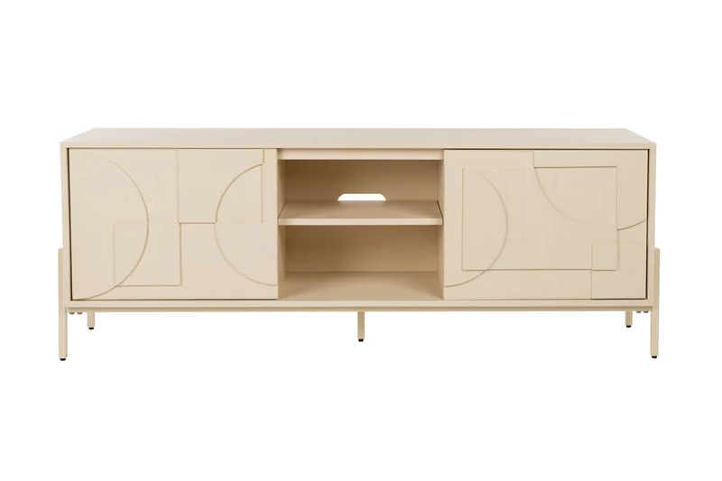 Zuiver Sideboard Faces – Beige, Massives Eichenholz, 40 × 160 × 60 cm