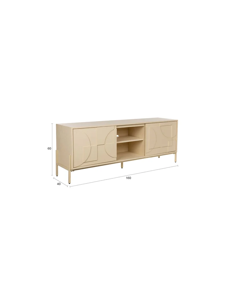 Zuiver Sideboard Faces – Beige, Massives Eichenholz, 40 × 160 × 60 cm