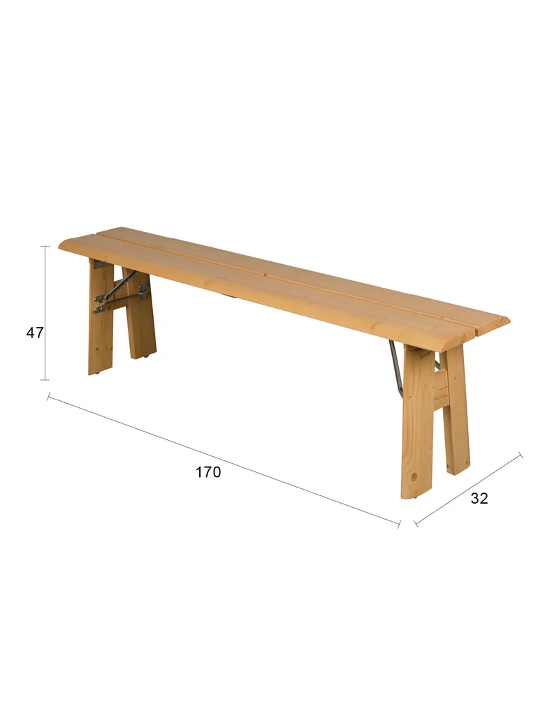 Zuiver Bank Outdoor Avenue – Natur, Kiefernholz, 170 × 32 × 47 cm