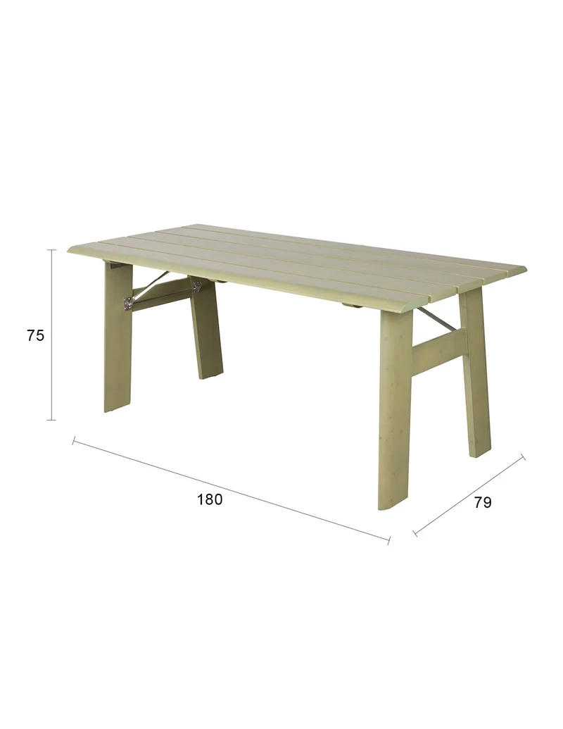 Zuiver Esstisch Outdoor Avenue Desert Sage – Grün, Kiefernholz, 180 × 79 × 75 cm