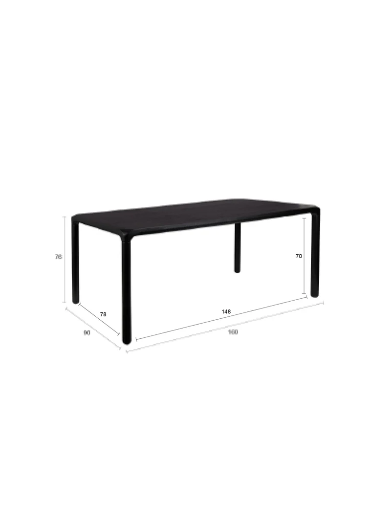 Zuiver Esstisch Storm 160 × 90 cm – Schwarz, Holz