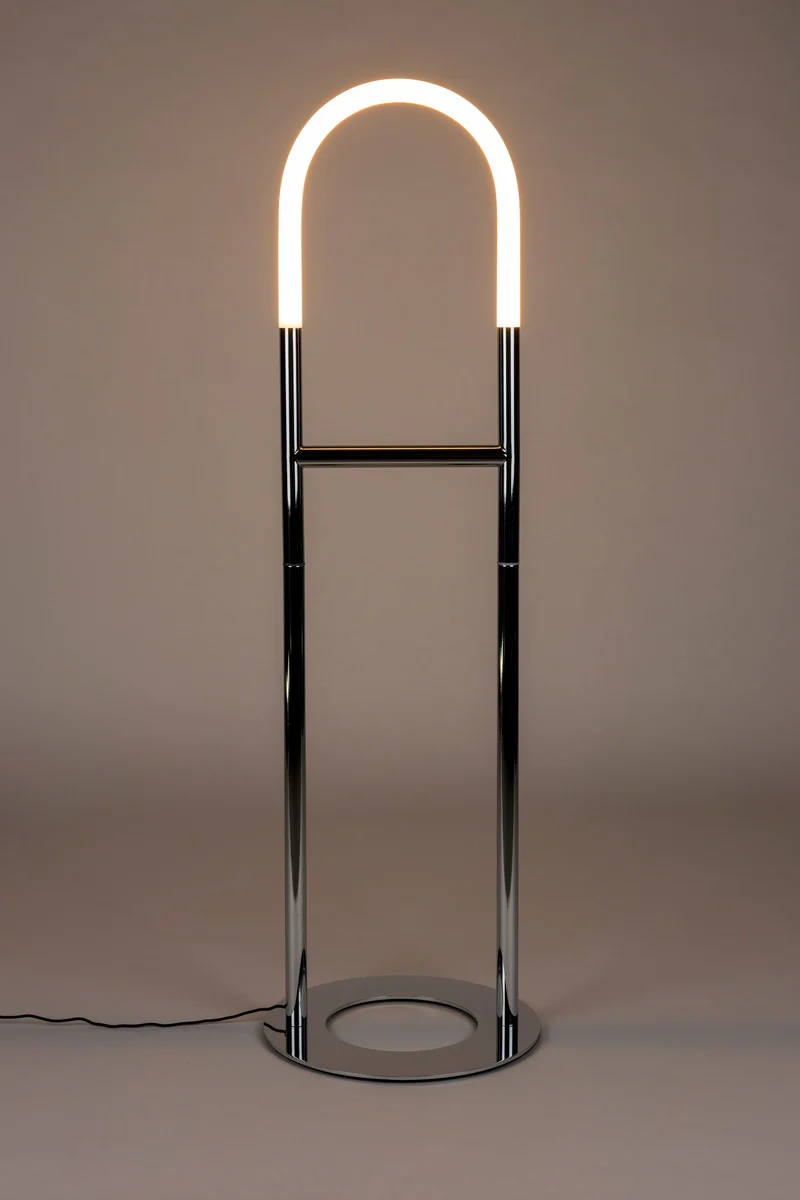 Zuiver Stehleuchte Arch Chrome – Eisen, 40 × 40 × 135 cm
